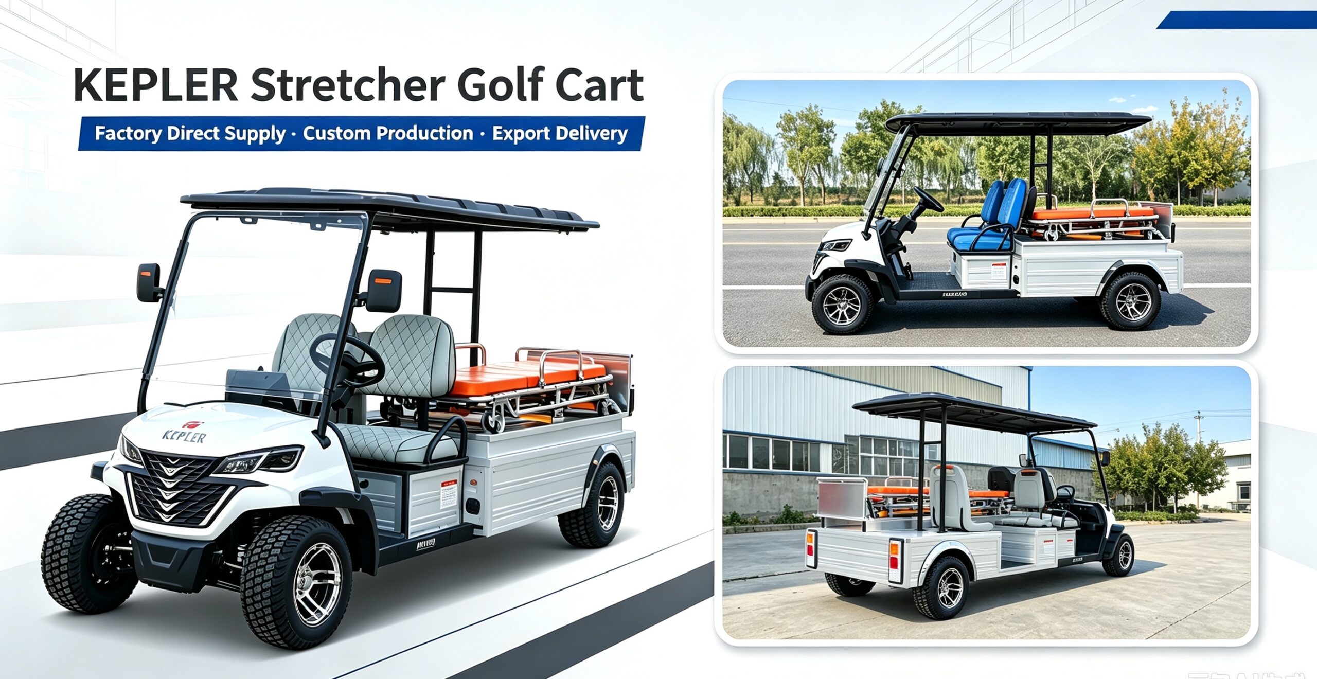 Electric utility cart for emergency patient transfer within closed sites